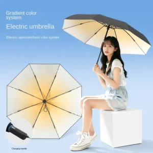 Automatic Electric Folding Reverse Umbrella with Anti-UV Protection, Black
