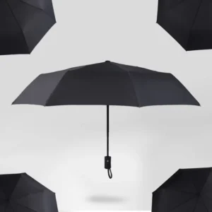 Automatic Folding Pongee Canopy Sun Umbrella with Glass Fiber Ribs Black Coating