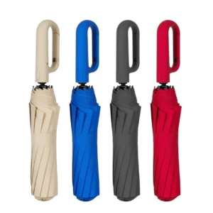 Automatic Folding Portable Umbrella With Ring Buckle, Windproof 3-Fold Design, For Rain And UV Protection