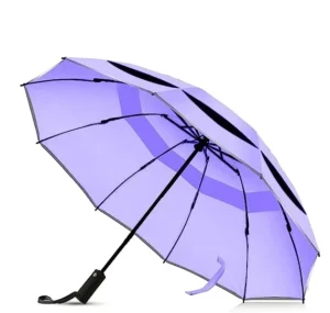 Automatic Folding Reverse Umbrella Upside Down Reflective Umbrella Compact Windproof Umbrella Purple
