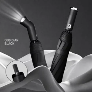Automatic Folding Travel Umbrella with Led Light Reflective UV Protection 10 Ribs Windproof Custom with Logo
