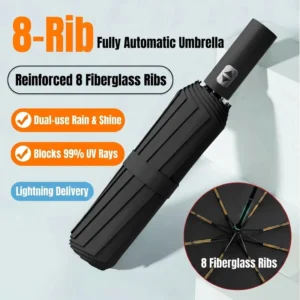 Automatic Folding Umbrella, Stormproof, Heat-Insulated, Compact, for Sun and Rain