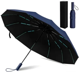 Automatic Folding Umbrella Stormproof UV Protection Sun Rain Large Canopy Reinforced Fiberglass Production Agent