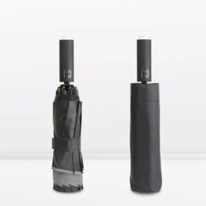 Auto Open Close Umbrella with LED Torch, Anti-UV Black Fabric, Dual-Purpose