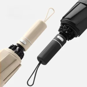 Automatic Folding Umbrella with Ten-Bone Handle Classic Reverse-Color 3-Fold Travel Umbrella Semi-Automatic