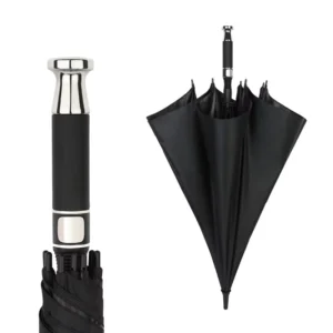 Automatic Full-Fiber Black Rubber Sunscreen Straight Umbrella with Long Handle