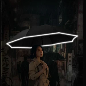 Automatic LED Flashlight Reverse Umbrella Edging Reflective Business Umbrella Custom Logo