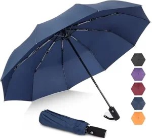 Automatic Open 23-Inch 10-Rib Compact Pongee Fabric Rainproof Sunshade Custom Logo 3-Folding Umbrella