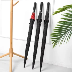 Automatic Open 37-Inch Windproof Red Fiberglass Large-Canopy Straight Golf Umbrella