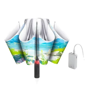 Automatic Open-Close Clear Foldable Umbrella, One-Hand Operation, 8-Rib, Wind Resistant, Rain and Sun