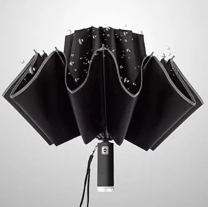 Automatic Open Close Reverse LED Umbrella with Reflective Strip, 3-Fold, C Handle