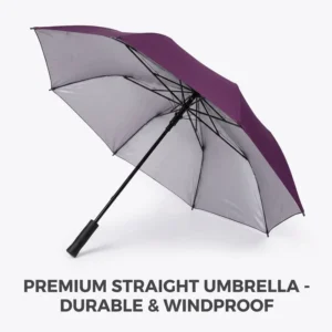 Automatic Open Custom Printing Golf Umbrella Full Fiberglass Frame Windproof Long Handle Straight 98cm 8 Ribs Silver Coating UV