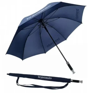 Automatic-Open European-Design 190T Pongee Three-Folding Golf Umbrella with Fiberglass Frame, 14mm Shaft, 8 Ribs, 130cm