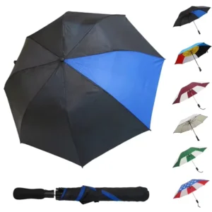 Automatic Open Pongee Rainproof Windproof 2-Fold Umbrella with Fiberglass Ribs, Custom Logo