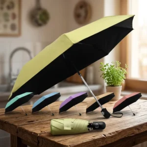 Automatic Open Waterproof Foldable Travel Umbrella, Three-Fold, Windproof, Customized Colors, With Logo