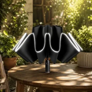 Automatic Opening 190T Car Umbrella, UV Protection, 23-Inch Folding, Glass-Fiber Ribs, Logo Printing