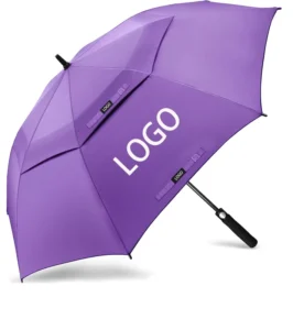 Automatic Opening Straight 190T Pongee Waterproof 30 Inch Double Layer Air Vented Custom Logo Printed Windproof Purple Travel Umbrella
