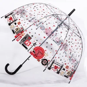 Automatic POE EVA Transparent Plastic Umbrella, 84 mm, Hydraulic Pressure, Photo Printing