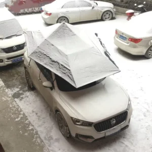Automatic Remote-Controlled Silver, Blue, and Black Car Umbrella with 90% UV Protection, Foldable Waterproof Design