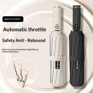 Automatic Retractable Umbrella 60 Reinforced Ribs Enlarged Thickened Sunny Rainy Day Women’s UV Protection Foldable Plastic Umbrella