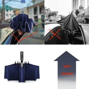 Automatic Reverse Stainless Steel Folding Painted Umbrella with Custom Logo Prints