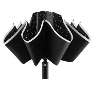 Automatic Reverse Umbrella 105cm Large Size Sunshade Unisex 10 Ribs All-Weather Black Coated Sun-Protection Three-Fold