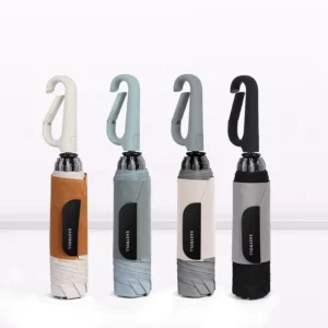 Automatic Reverse Umbrella Carabiner Loop Lock Handle Waterproof Wide Strap Foldable Travel Rain Umbrella