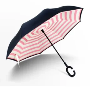Automatic Reverse Umbrella with C-Shaped Handle, Double-Layer Fabric, Windproof
