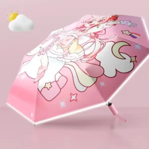 Automatic Safety Anti-Rebound Children’s Umbrella with Reflective Strip Folding Rain Umbrella