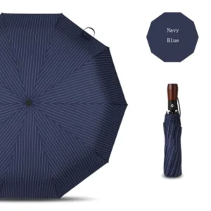 Automatic Silver and Black Pongee Three-Fold Windproof Umbrella for Sunny and Rainy Use