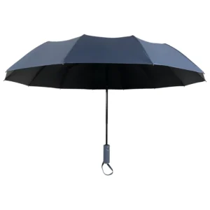 Automatic Three-Fold Custom Logo Travel Umbrella Windproof 190T Nylon Compact Folding Design