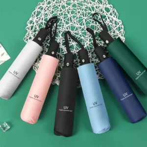Automatic Three-Fold UV-Resistant Black-Coated Folding Umbrella