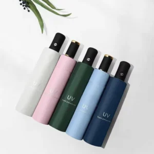 Automatic Two-Way Sun and Rain Three-Fold Umbrella UV Protection Rainproof Travel Business Black-Coated