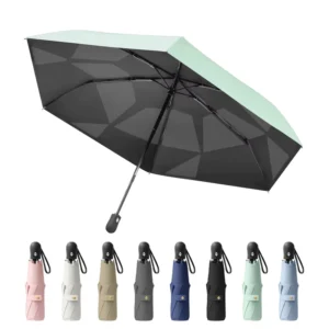 Automatic UV-Protective Three-Fold Japanese-Style Dual-Purpose Folding Umbrella, Lightweight, Rain and Sun
