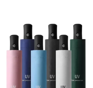Automatic UV Triple-Fold Umbrella Pongee Fabric Custom Advertising Umbrella 306 Handle