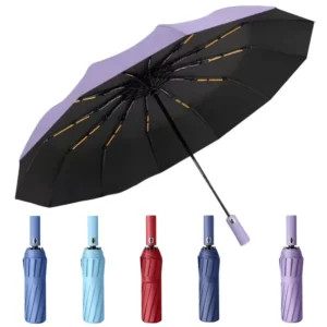 Automatic Umbrella with Custom Logo, Windproof Reinforced, Large Travel Design, Trade Supplier