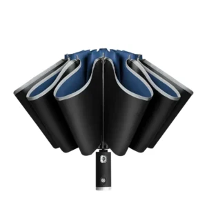 Automatic Upside Down Car Reverse Umbrella with LED Flashlight and Reflective Strip