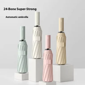 Automatic Windproof 3-Fold Umbrella for Sun and Rain