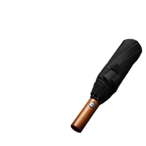 Automatic Wooden Handle Folding Sun and Rain Umbrella Custom Logo Engraved Printed