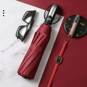 BSCI Factory Large Automatic Open Folding Umbrella 10-Rib Strong Windproof Reinforced Durable Polyester Umbrella