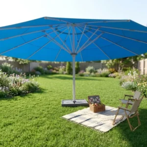 Backyard Open-Air Parasol with Matching Foldable Backpack Chair UPF50+ for Family Picnic