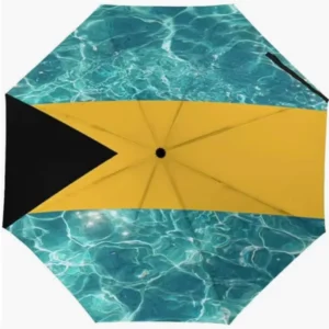 Bahamas National Flag Emblem Pattern Fully Automatic Folding Umbrella Rainproof Sunproof