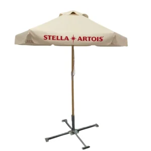 Bamboo-Frame Waterproof UV Garden Tilt Parasol, Exterior Sunshade, Sand Anchor, Foldable, Eco-Friendly Outdoor Beach Umbrella