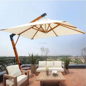 Banana Windproof Waterproof Garden Cantilever Hanging Patio Umbrella with Bases