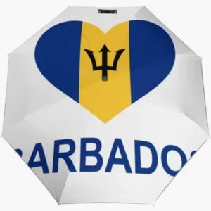 Barbados National Flag Print Fully Automatic Folding Rainproof Sunproof Umbrella