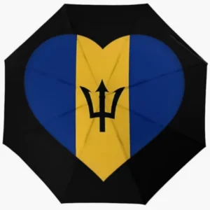 Barbados National Flag Print Fully Automatic Folding Rainproof Sunproof Umbrella