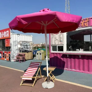 Beach Garden Patio Parasol Magenta Center Pole Umbrella with Custom Logo
