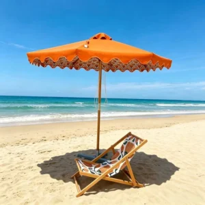 Beach Garden Umbrella Wood Parasol