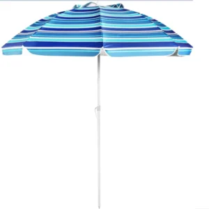 Beach Umbrella 1.8m 6ft UV 50+ Waterproof Foldable Outdoor Portable Sunshade with Tilt and Carry Bag for Garden Beach or Gym