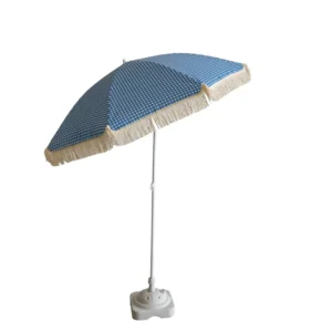 Beach Umbrella Custom Printed Polyester Fabric Braided Tassel Outdoor Sunshade European Style Iron Rebar Manual Factory